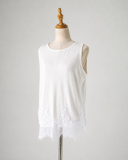 Ivory Lace-Hem Tank