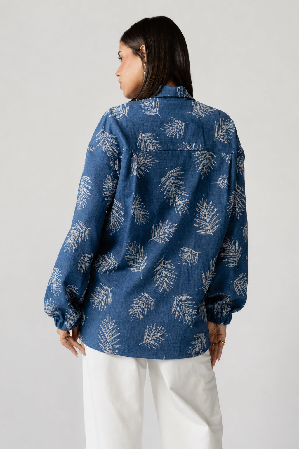 Indigo Palm Print Set