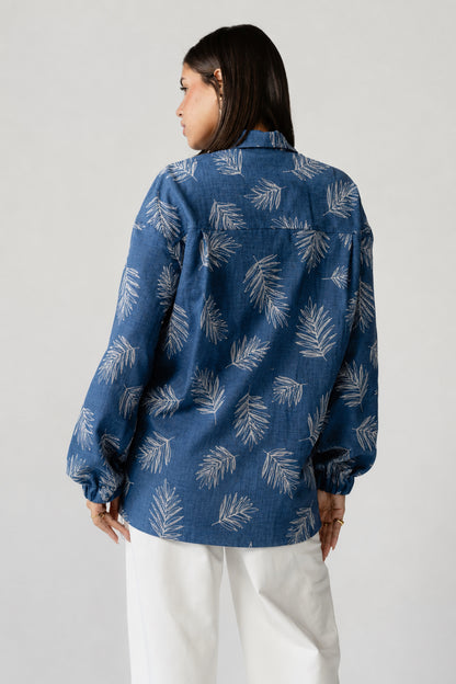 Indigo Palm Print Set