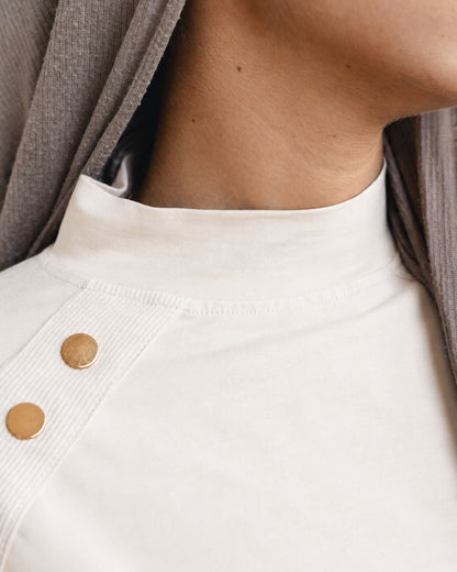 Cream Stud-Shoulder Top
