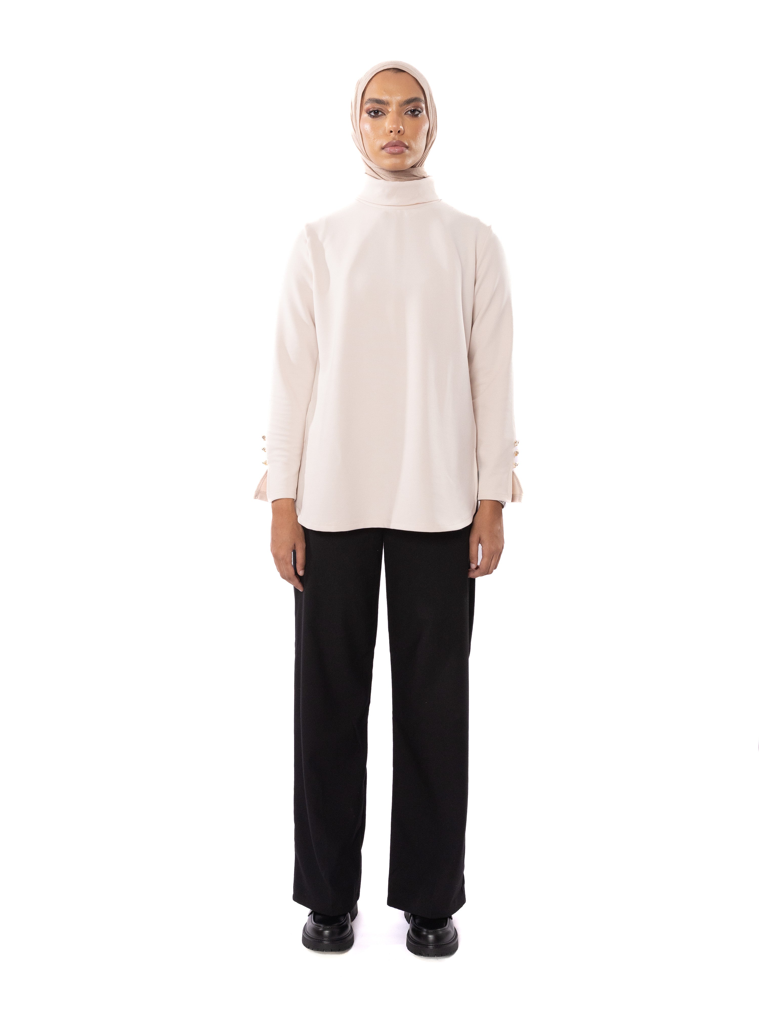 High neck with buttons