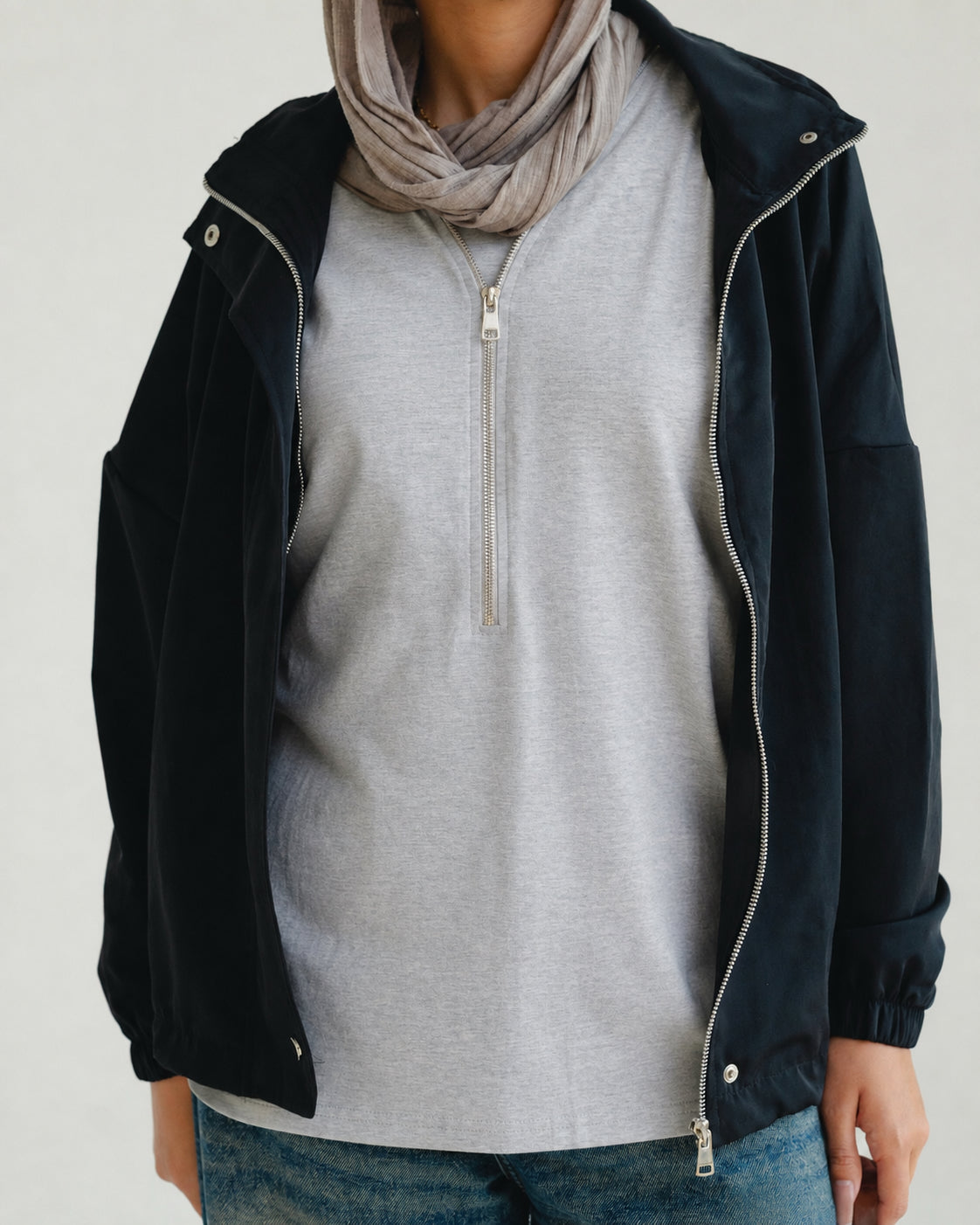 Grey Zip-Front Tank