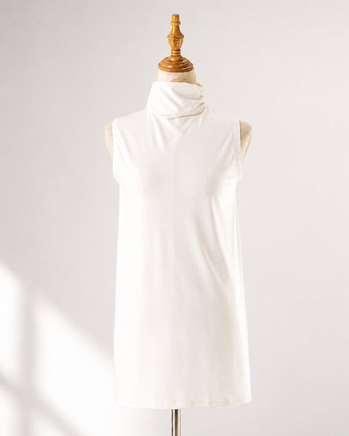 White Mock-Neck Tank