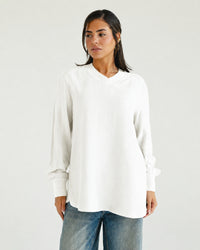 White Oversized V-Neck Top