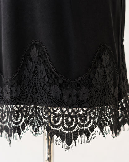 Black Lace-Hem Tank