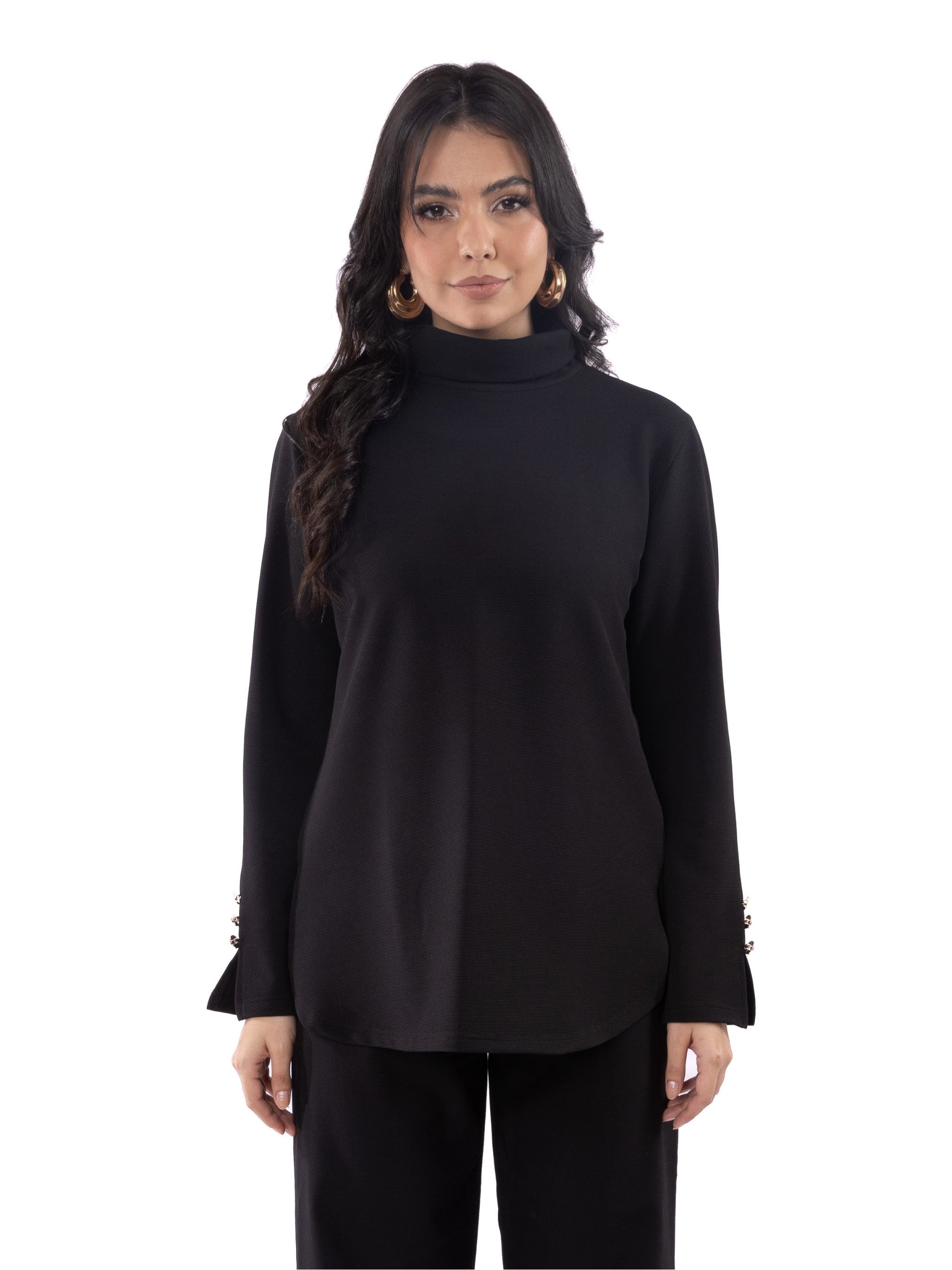 High neck with buttons