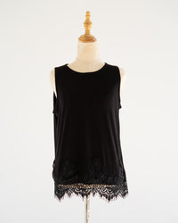 Black Lace-Hem Tank
