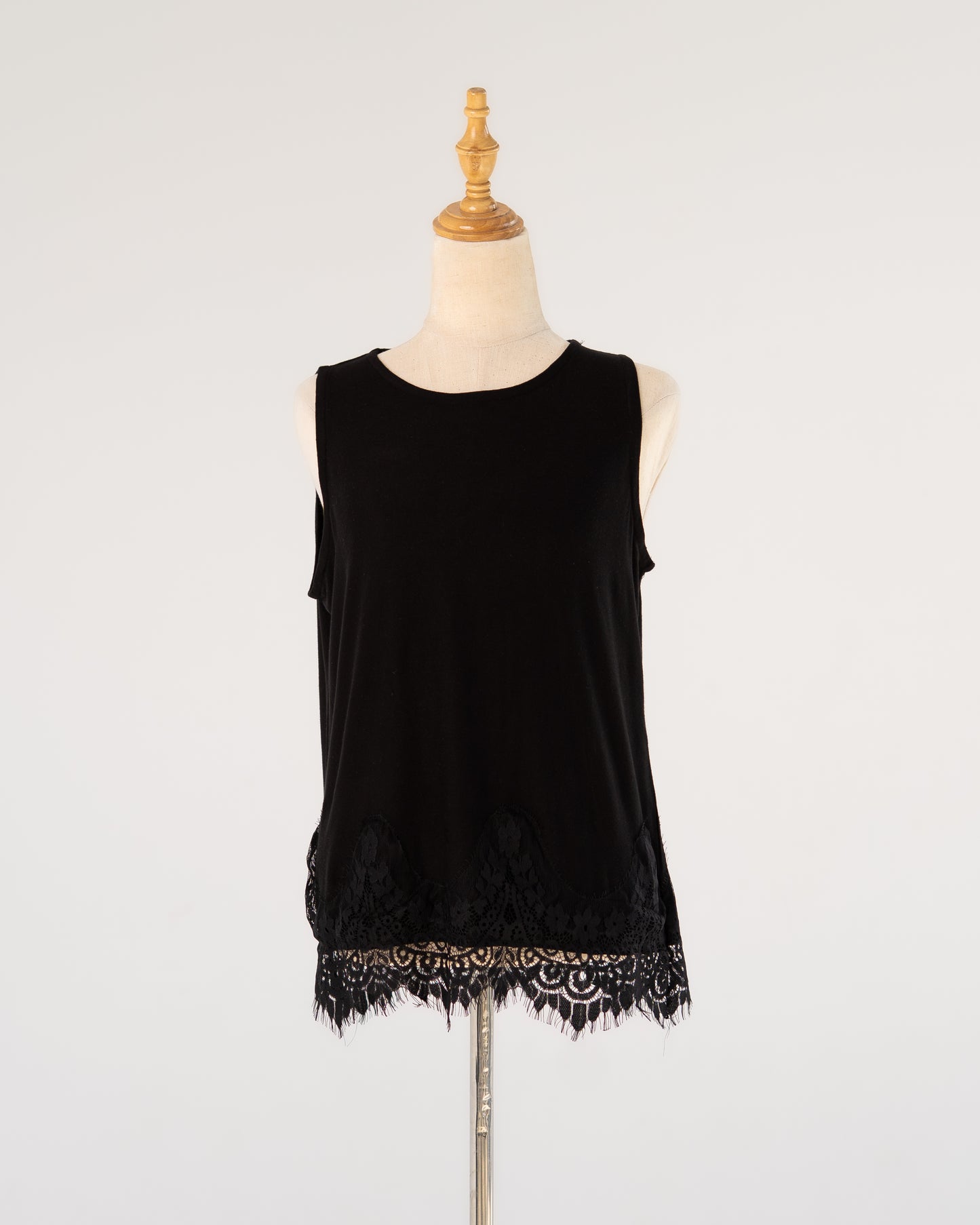 Black Lace-Hem Tank