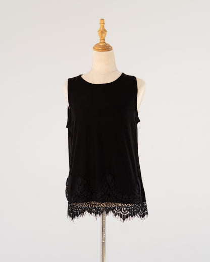 Black Lace-Hem Tank