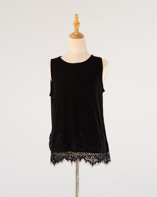 Black Lace-Hem Tank