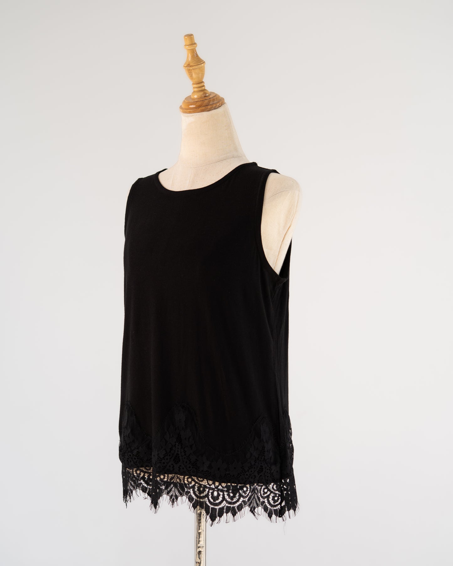 Black Lace-Hem Tank