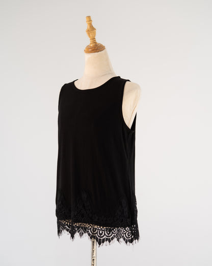 Black Lace-Hem Tank
