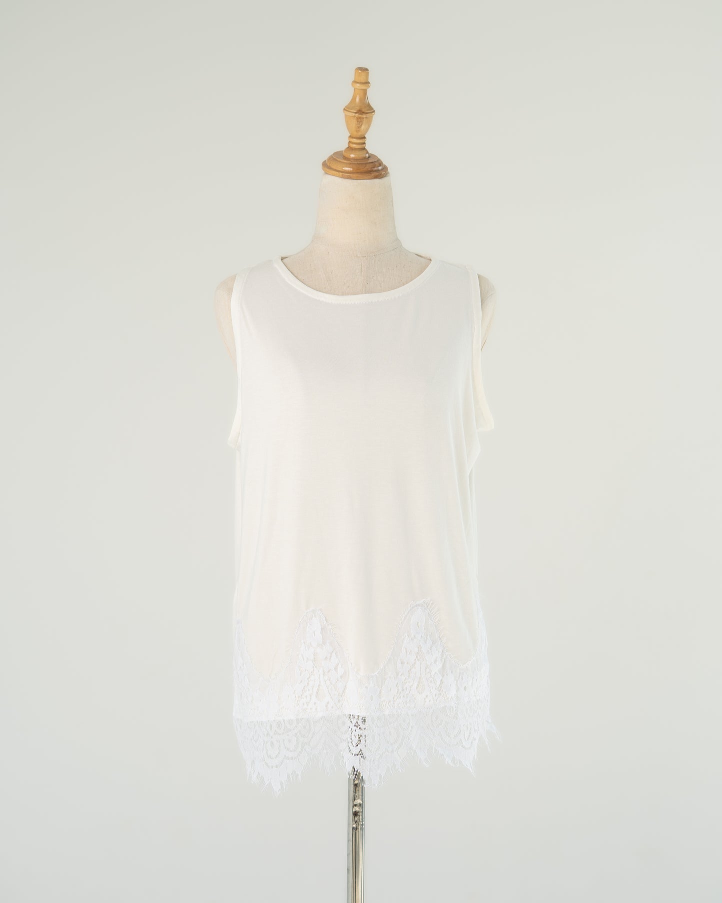 Ivory Lace-Hem Tank