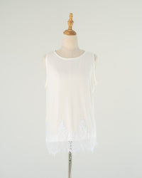 Ivory Lace-Hem Tank