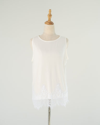 Ivory Lace-Hem Tank
