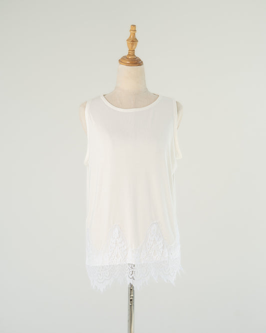 Ivory Lace-Hem Tank