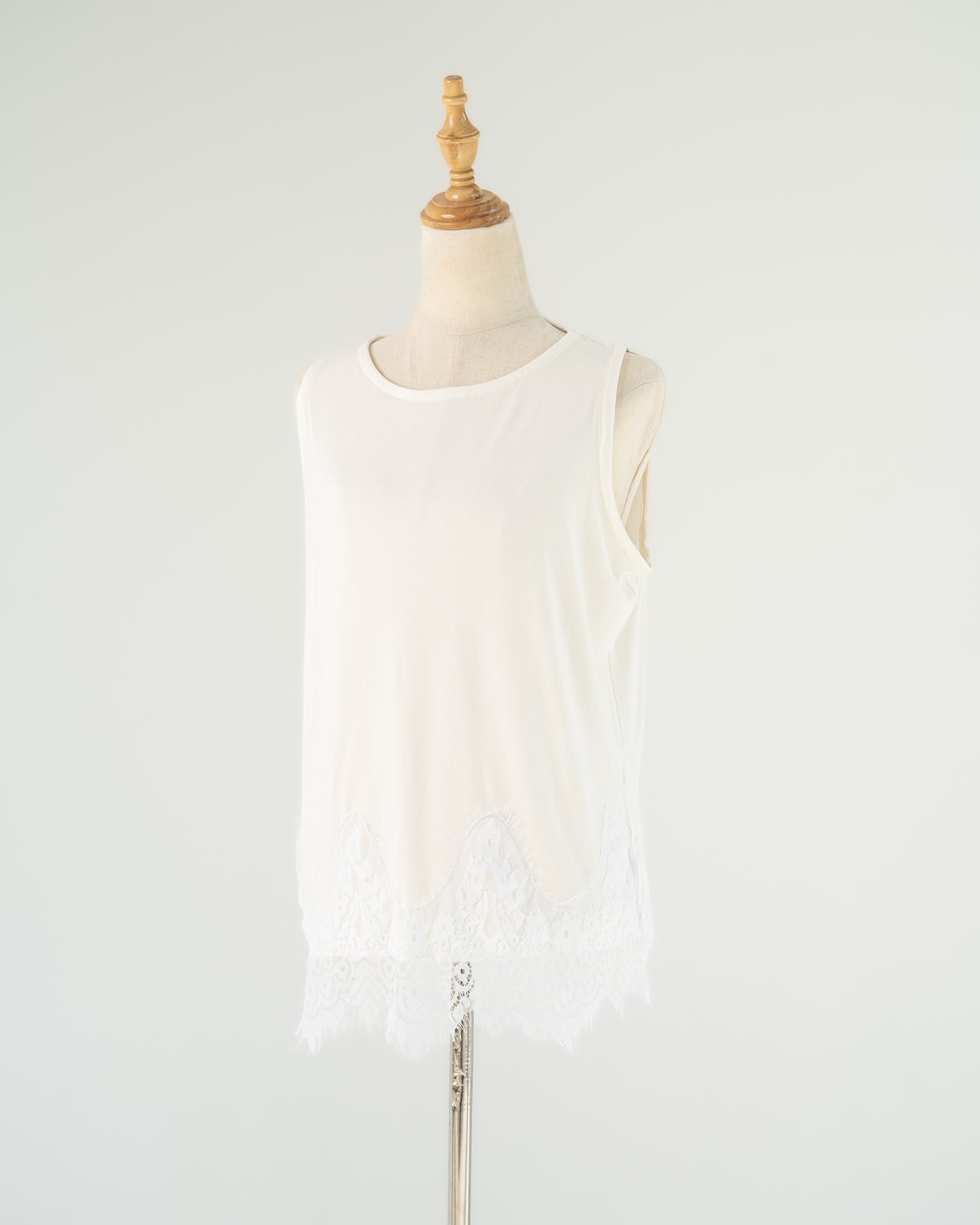 Ivory Lace-Hem Tank