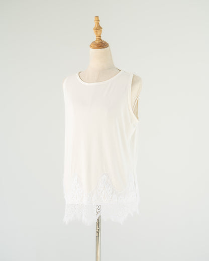 Ivory Lace-Hem Tank