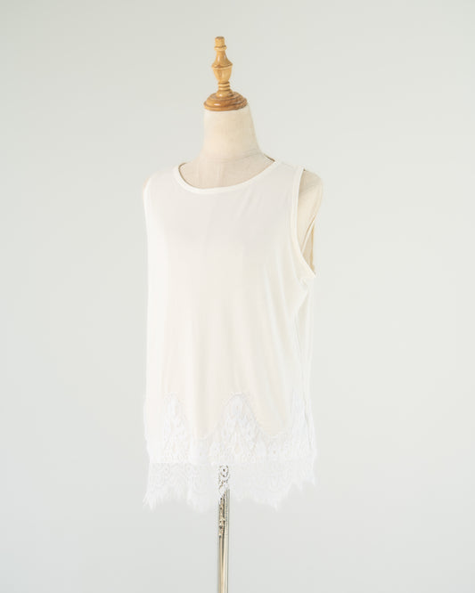 Ivory Lace-Hem Tank