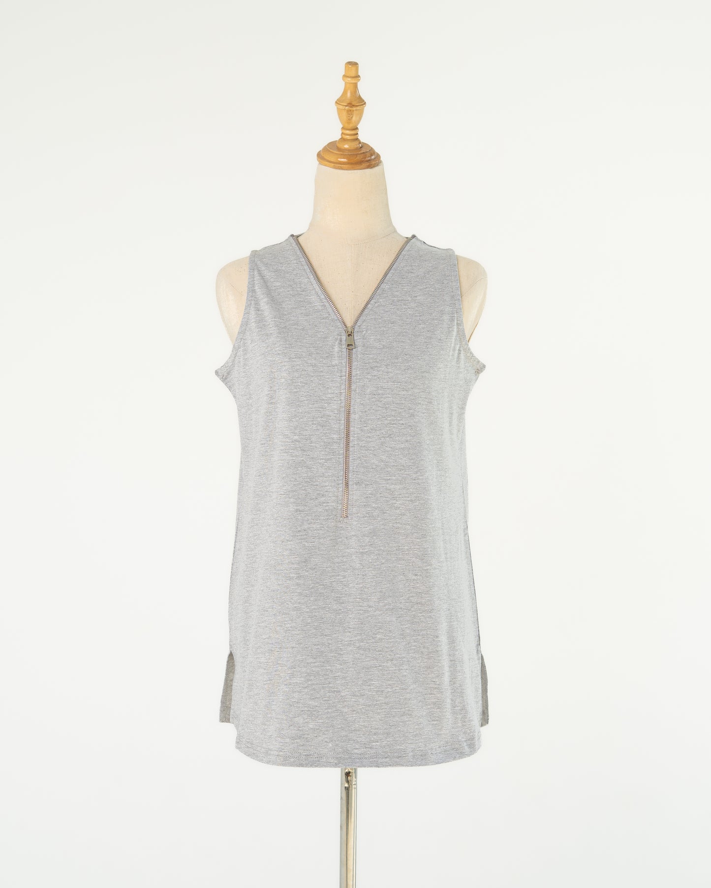 Grey Zip-Front Tank
