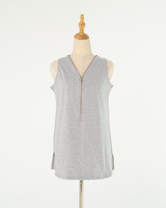 Grey Zip-Front Tank