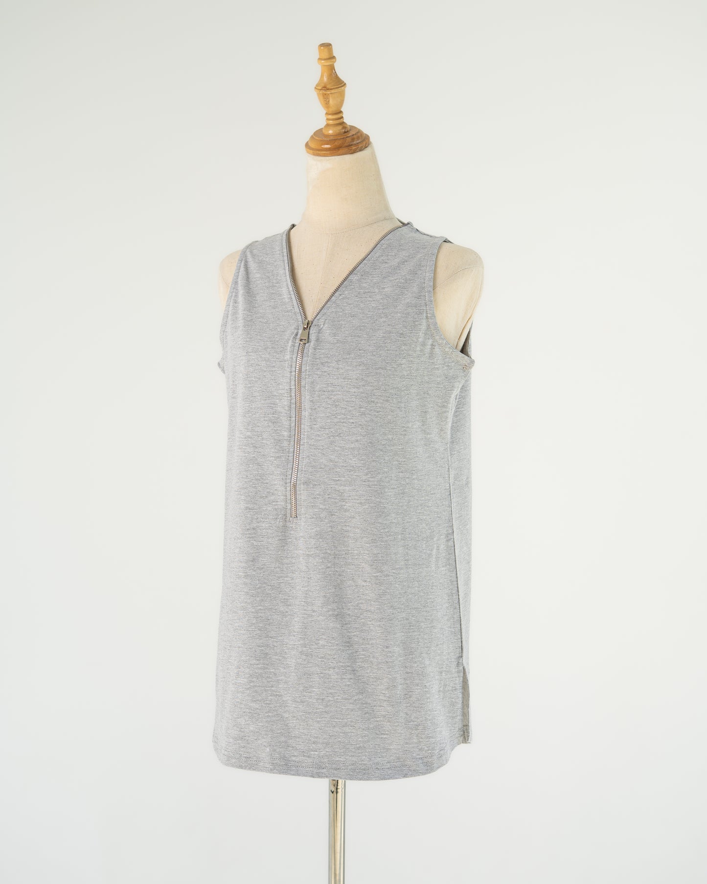 Grey Zip-Front Tank