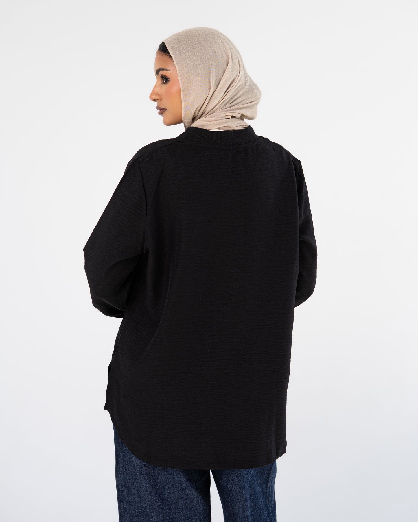 Black Oversized V-Neck Top