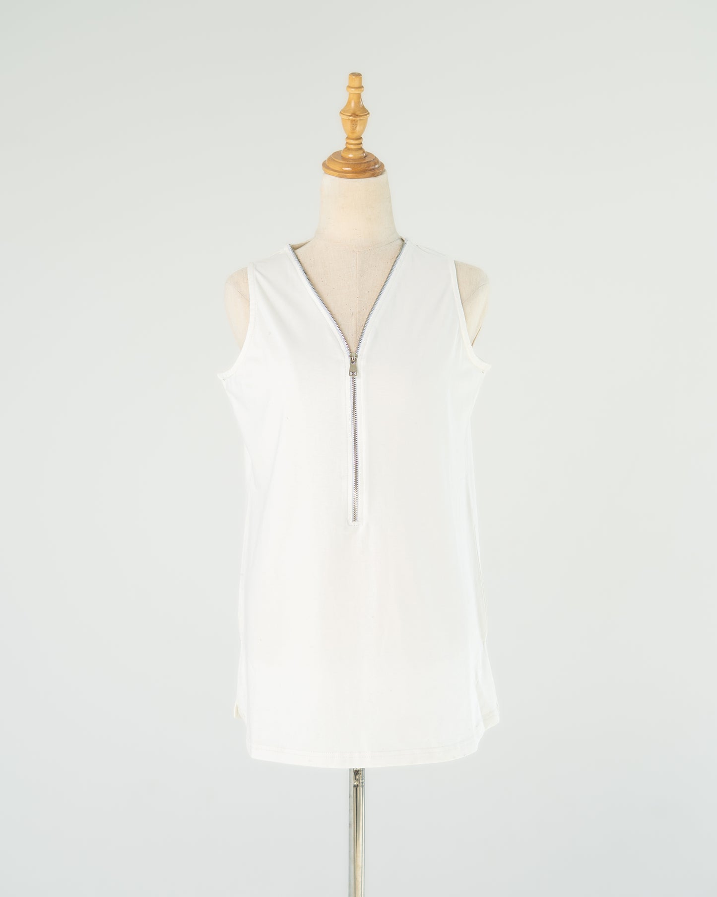 White Zip-Front Tank