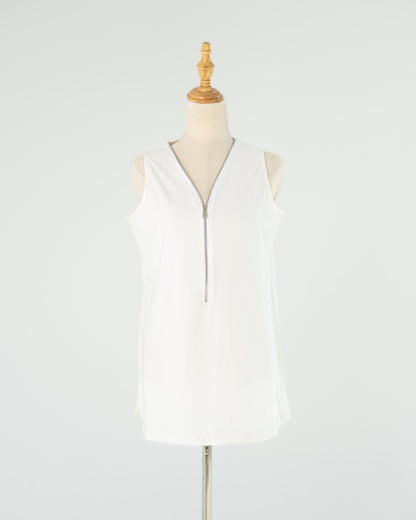 White Zip-Front Tank