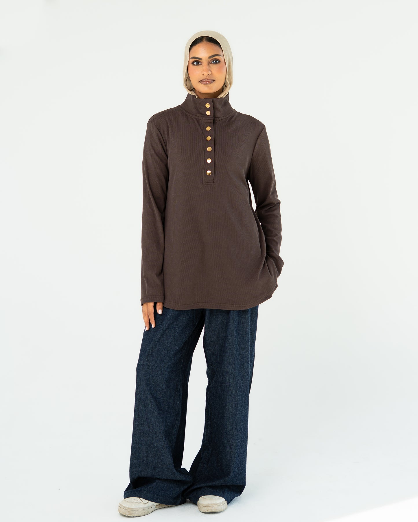 Brown Ribbed Top