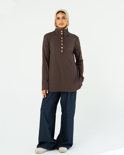 Brown Ribbed Top