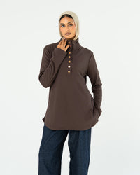 Brown Ribbed Top