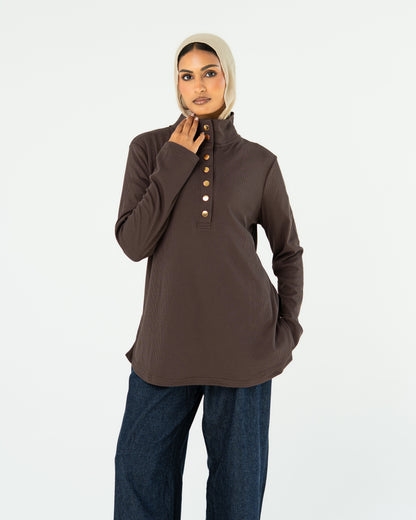 Brown Ribbed Top