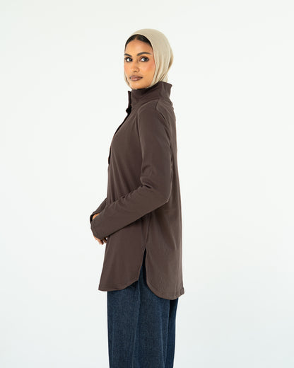 Brown Ribbed Top