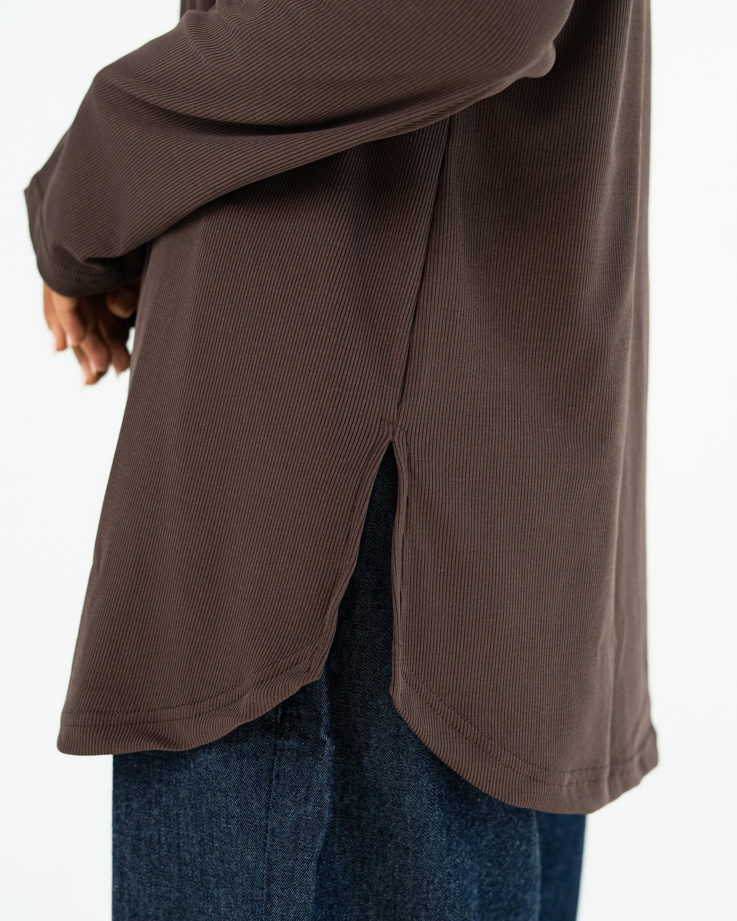 Brown Ribbed Top