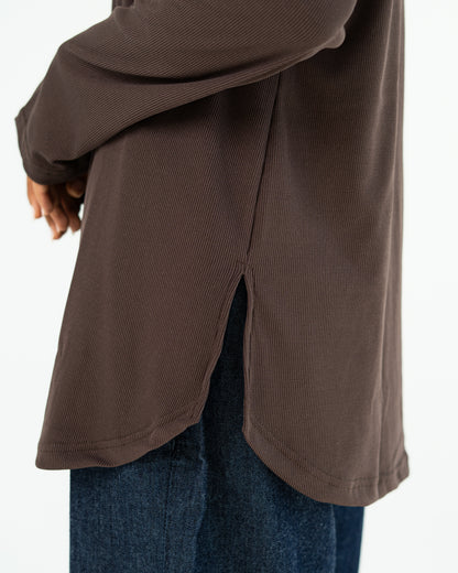 Brown Ribbed Top