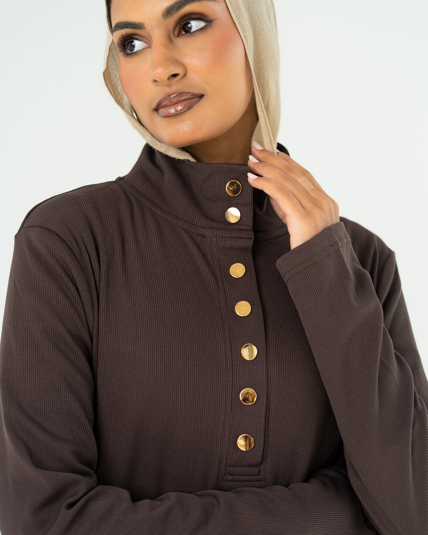 Brown Ribbed Top
