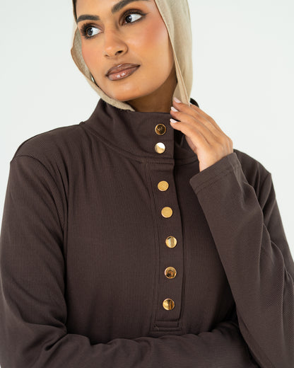Brown Ribbed Top