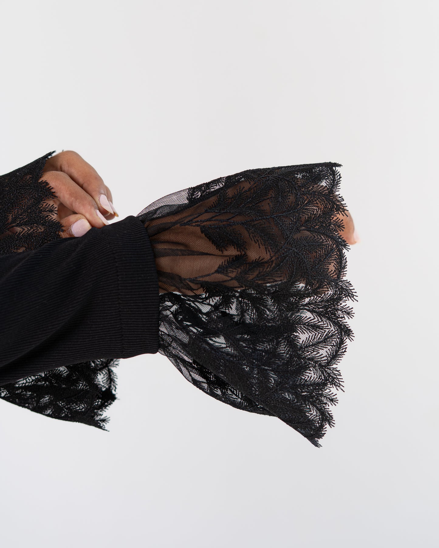 Black Lace-Cuff Top