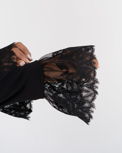 Black Lace-Cuff Top