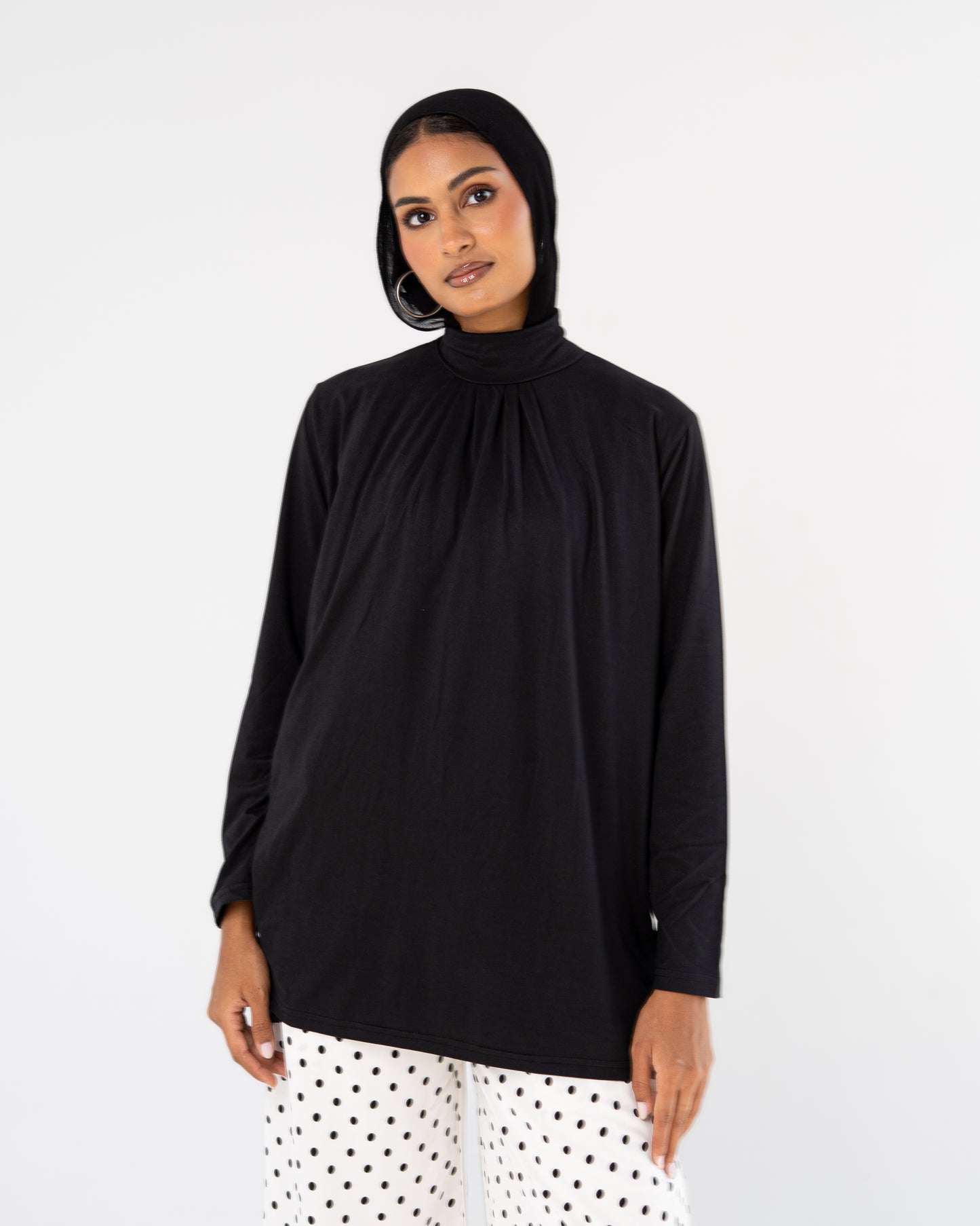 Black Mock-Neck Top