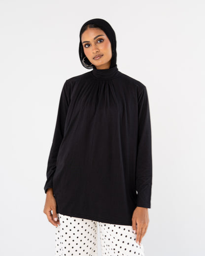 Black Mock-Neck Top