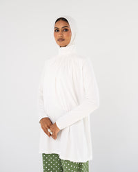 White Mock-Neck Top