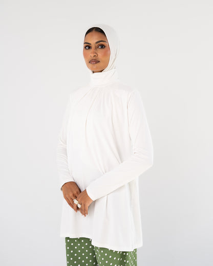 White Mock-Neck Top