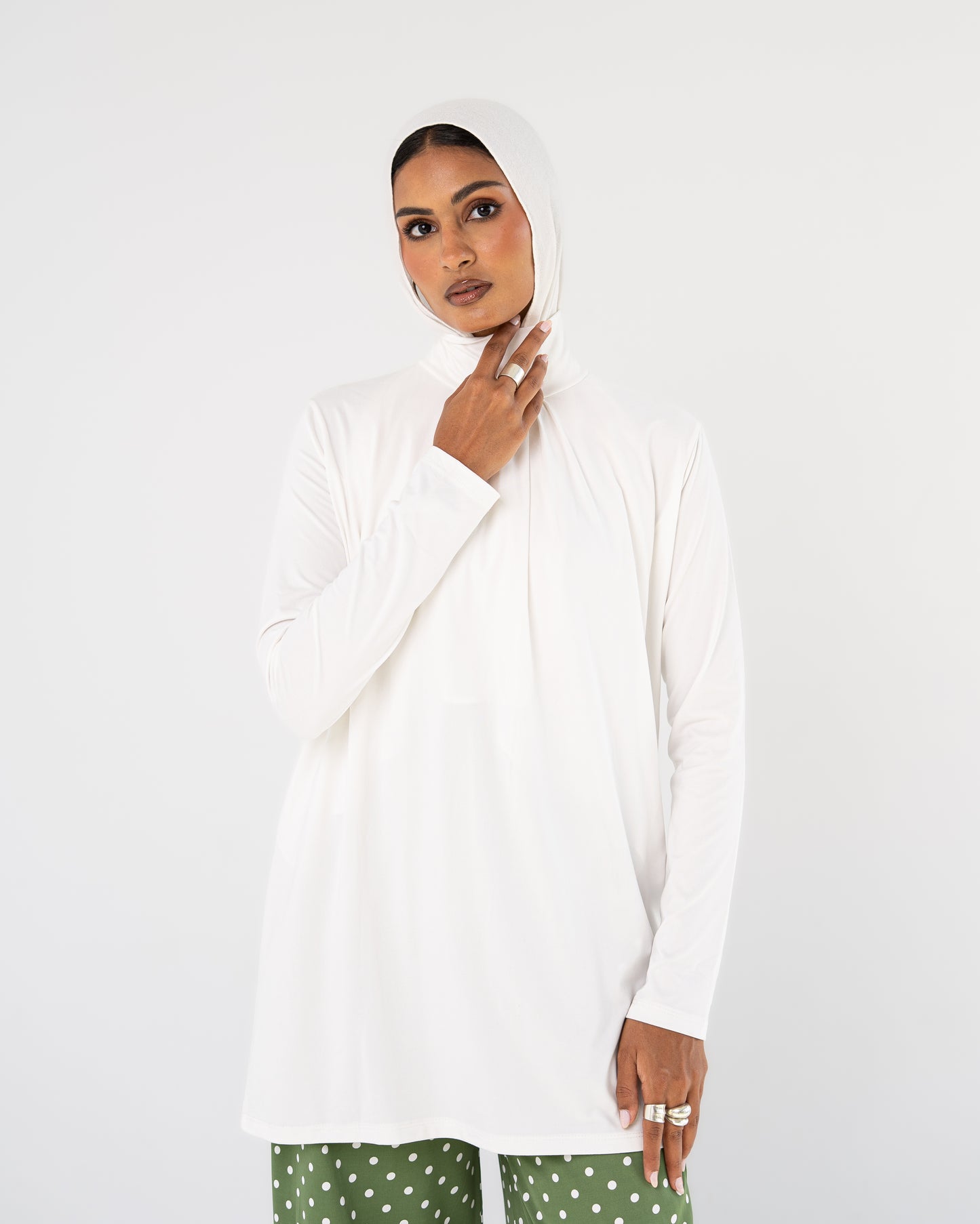 White Mock-Neck Top