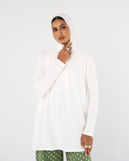 White Mock-Neck Top