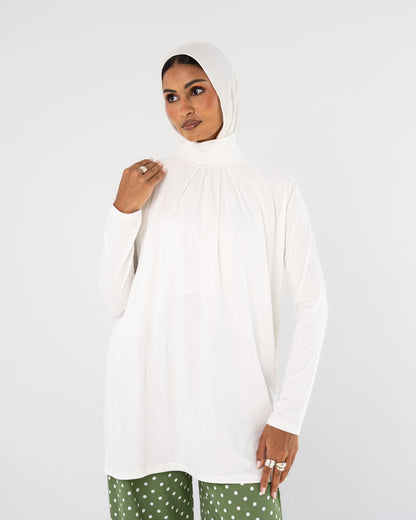 White Mock-Neck Top