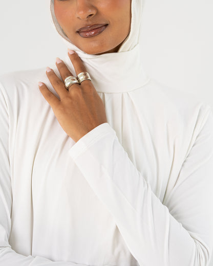 White Mock-Neck Top