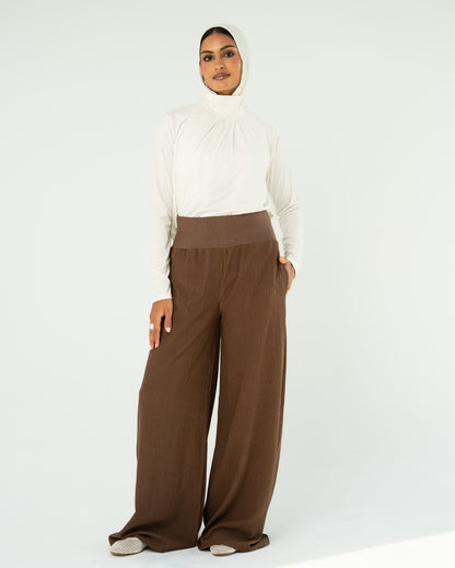 Brown Wide-Leg Pants