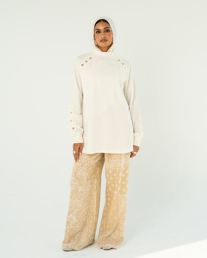 Cream Stud-Shoulder Top